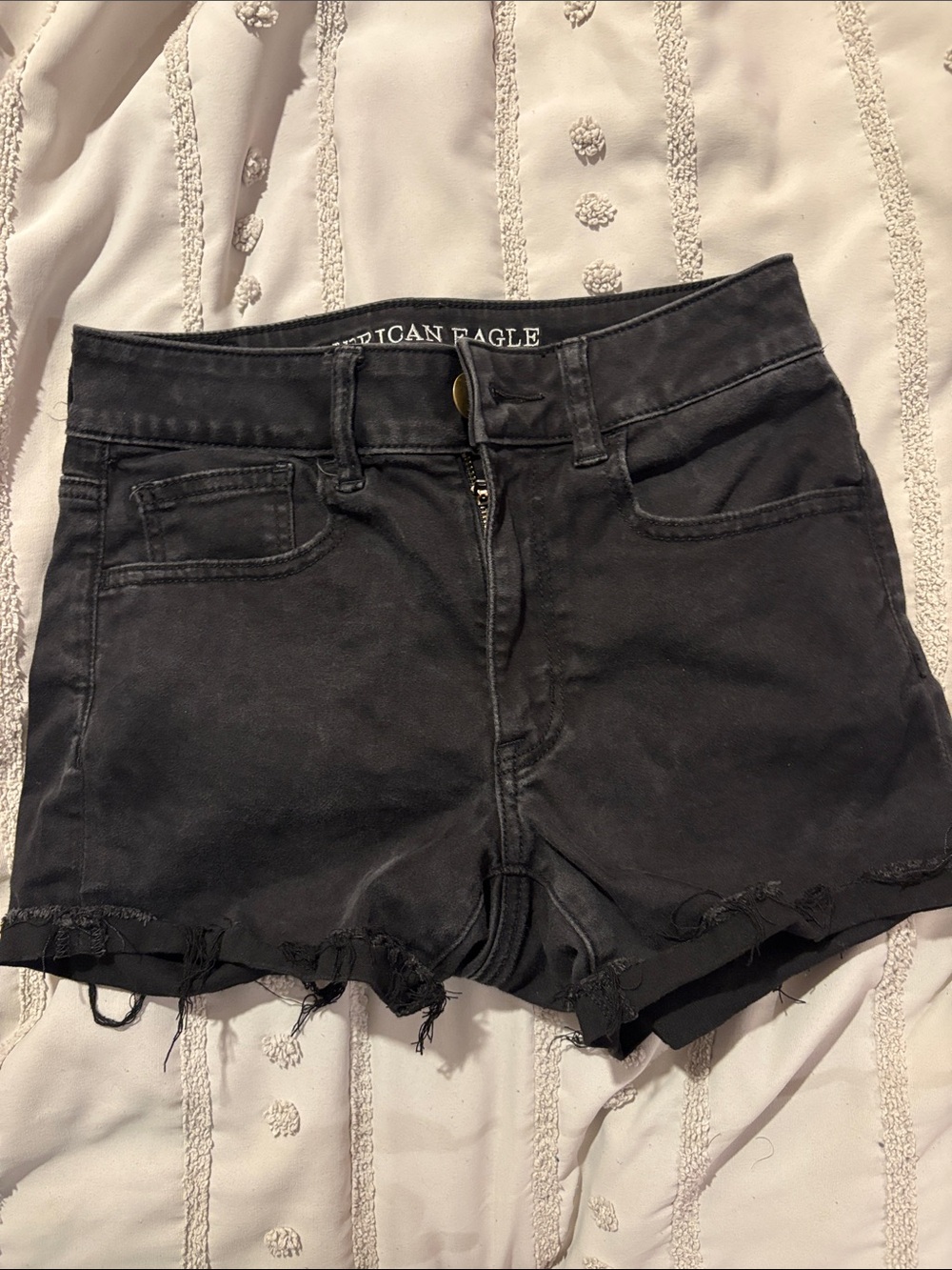 American Eagle Outfitters Black High-Rise Denim Cutoff Shorts